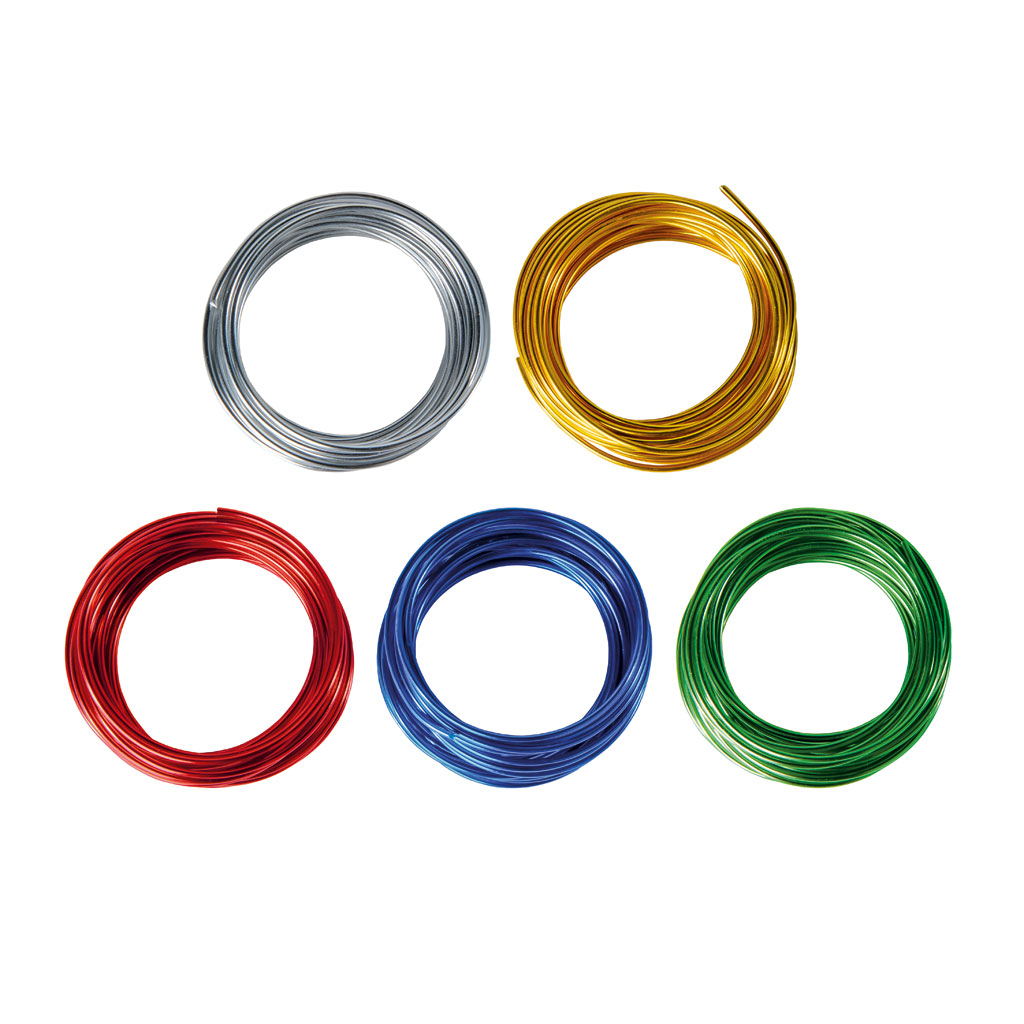 Aludraht-Set, 5 Stück in 5 Farben, Ø 2 mm, je 5 m lang-Bild Auf diesem Bild ist das Produkt mit der Art.Nr.: W-93198 zu sehen