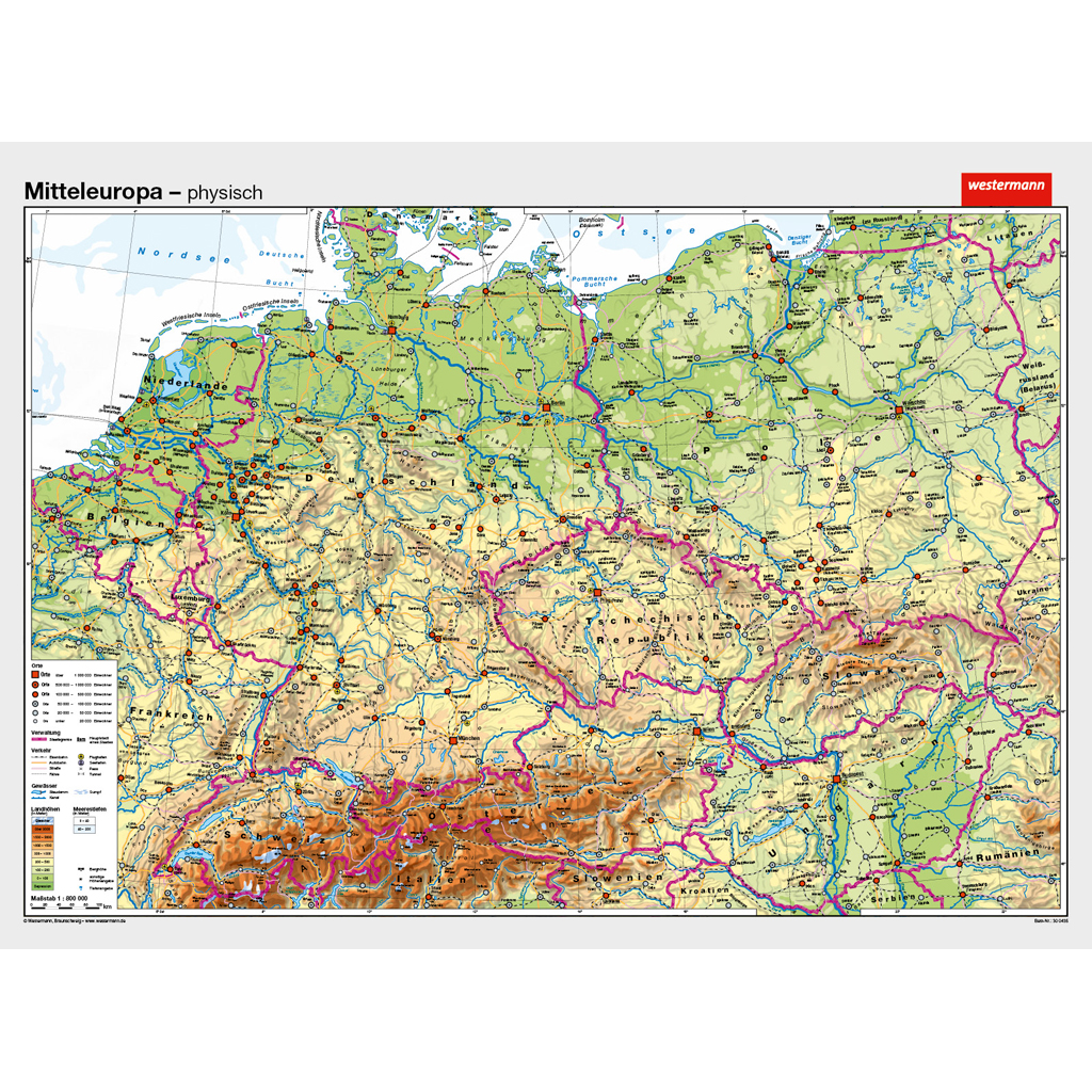 Westermann Wandkarte Mitteleuropa physisch/politisch