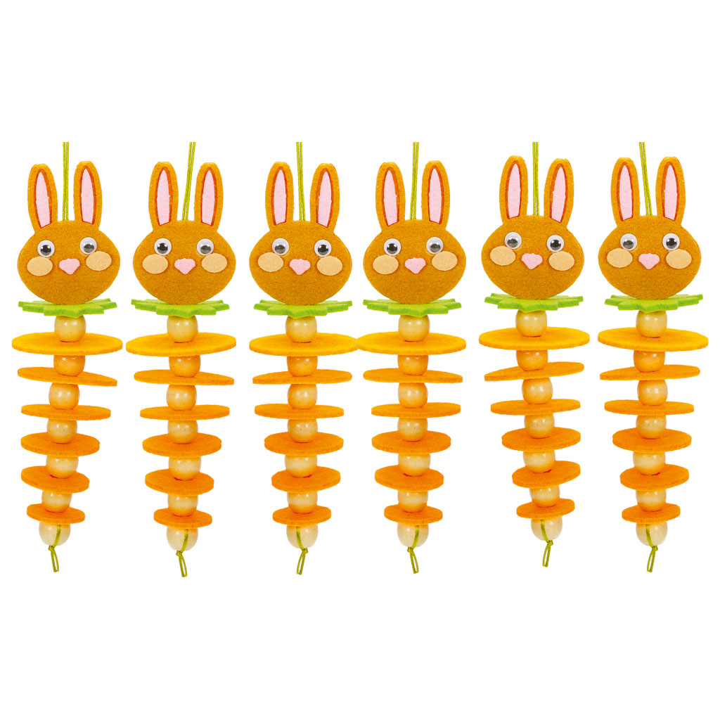 Filzanhänger Karotten-Häschen, 133-tlg. Bastelset für 6 Stück Filzanhänger Karotten-Häschen, 133-tlg. Bastelset für 6 Stück