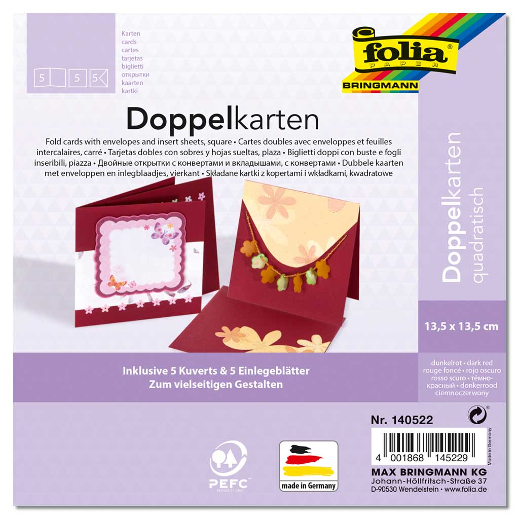 Passepartout-Karten, quadratische Stanzung, 5 Stück