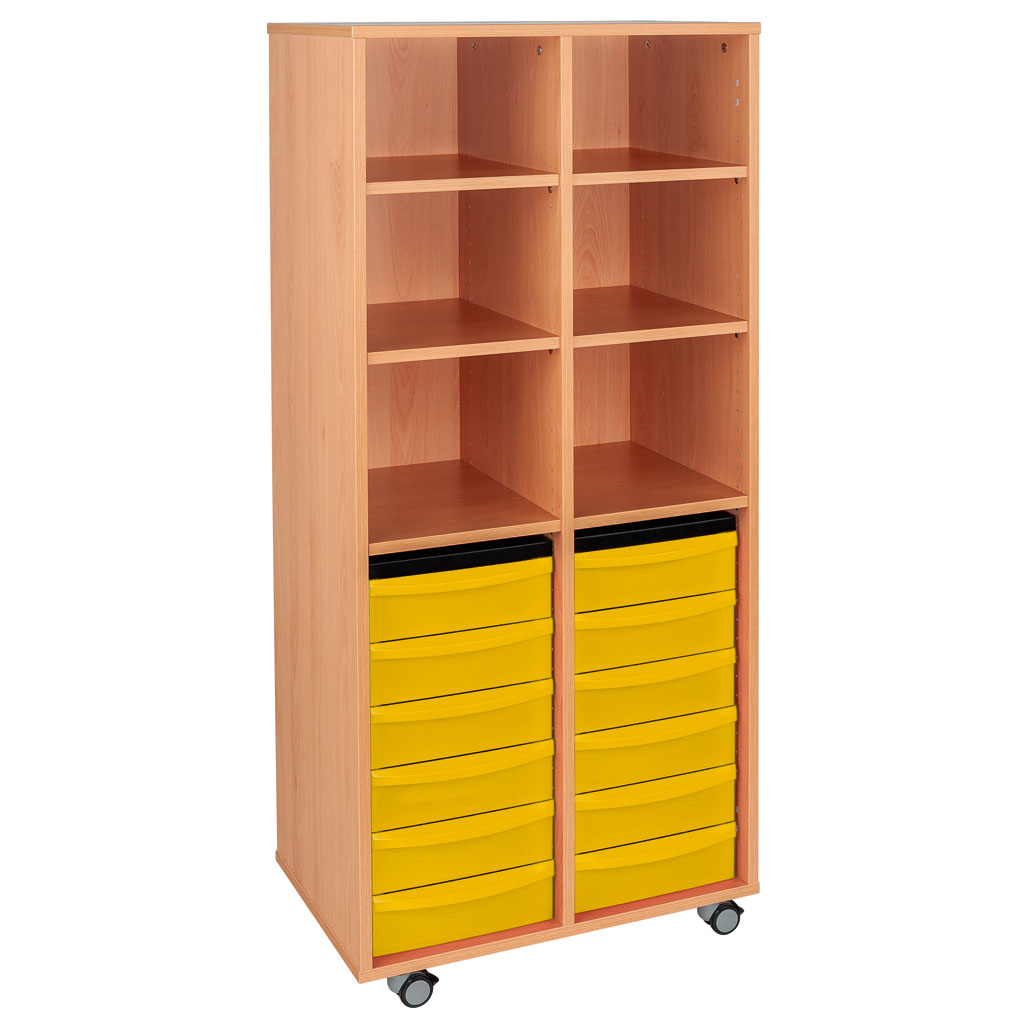 Modulus® Hohes Klassenzimmer-Regal, 2-reihig, fahrbar oder feststehend