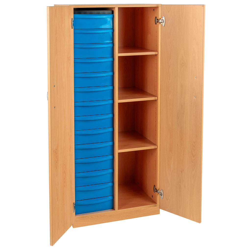 Modulus® Hohes Klassenzimmer-Regal mit Türen, 2-reihig, fahrbar oder feststehend