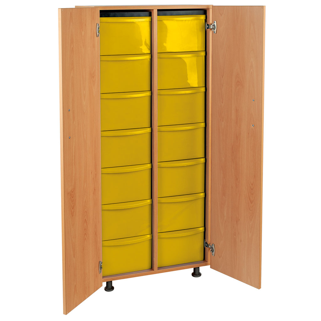 Modulus® Hohes Klassenzimmer-Regal mit Türen, 2-reihig, fahrbar oder feststehend