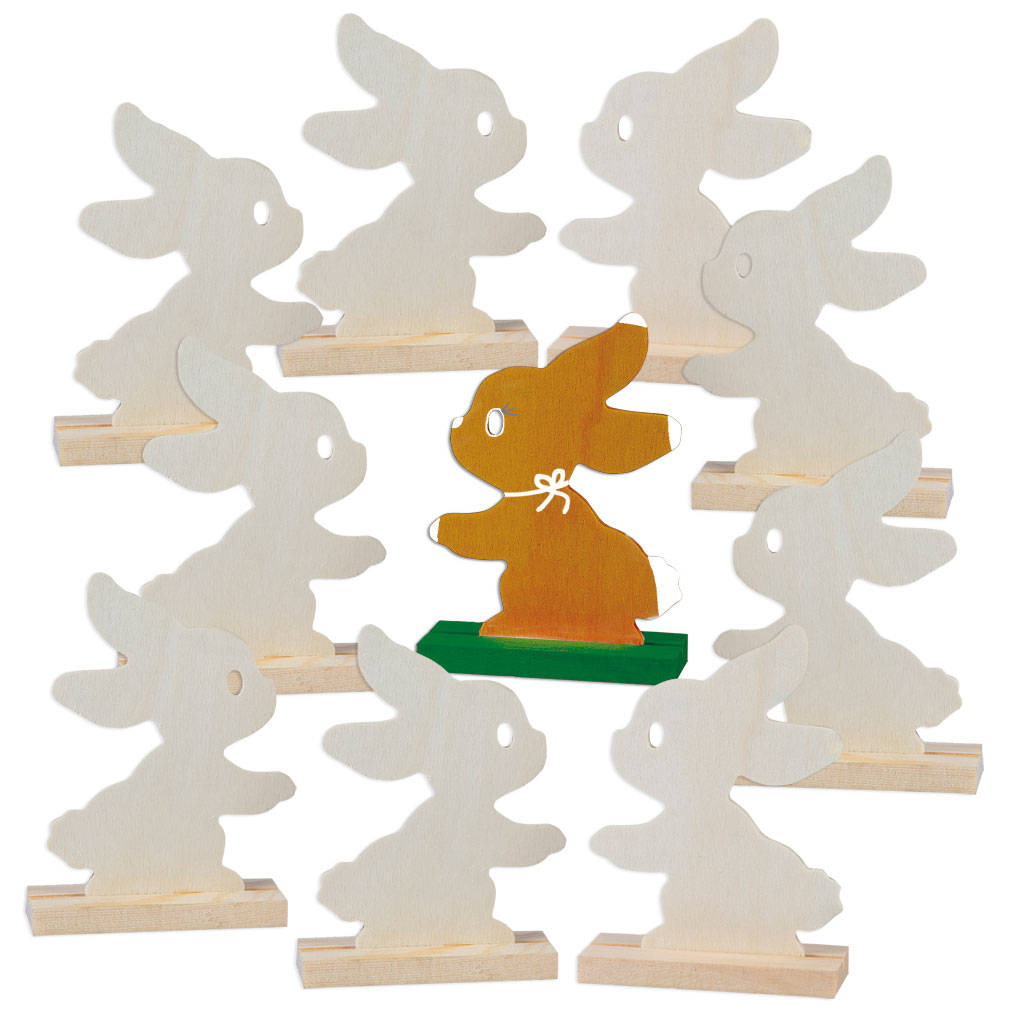 Osterhäschen-Aufsteller aus Holz, blanko
