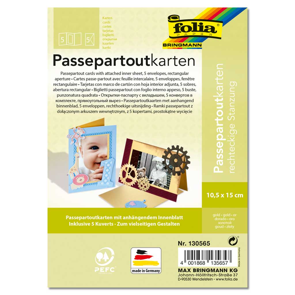 Passepartout-Karten, rechteckige Stanzung, 5 Stück