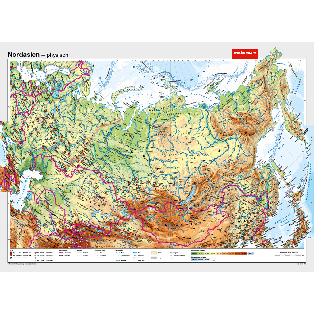 Westermann Wandkarte Nordasien physisch/politisch