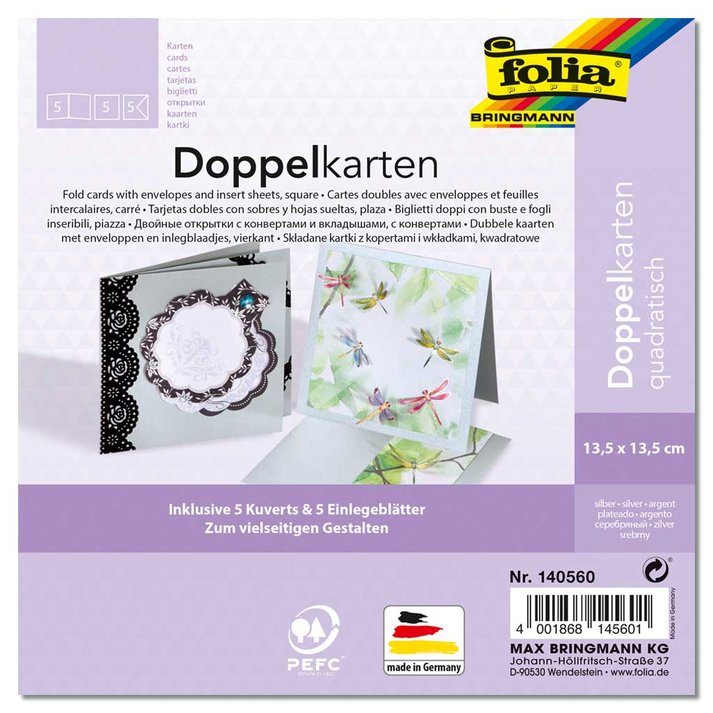 Passepartout-Karten, quadratische Stanzung, 5 Stück