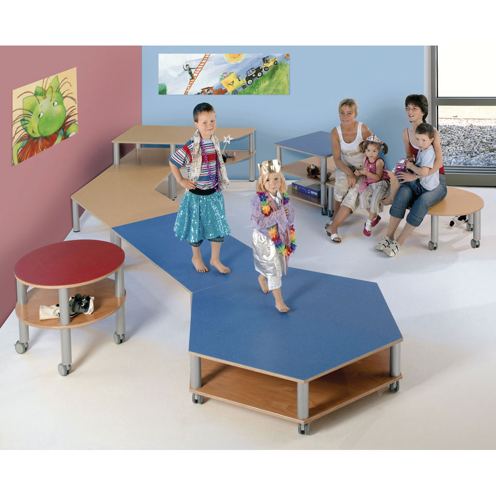 Winkel-Podest, 135°, fahrbar - beige