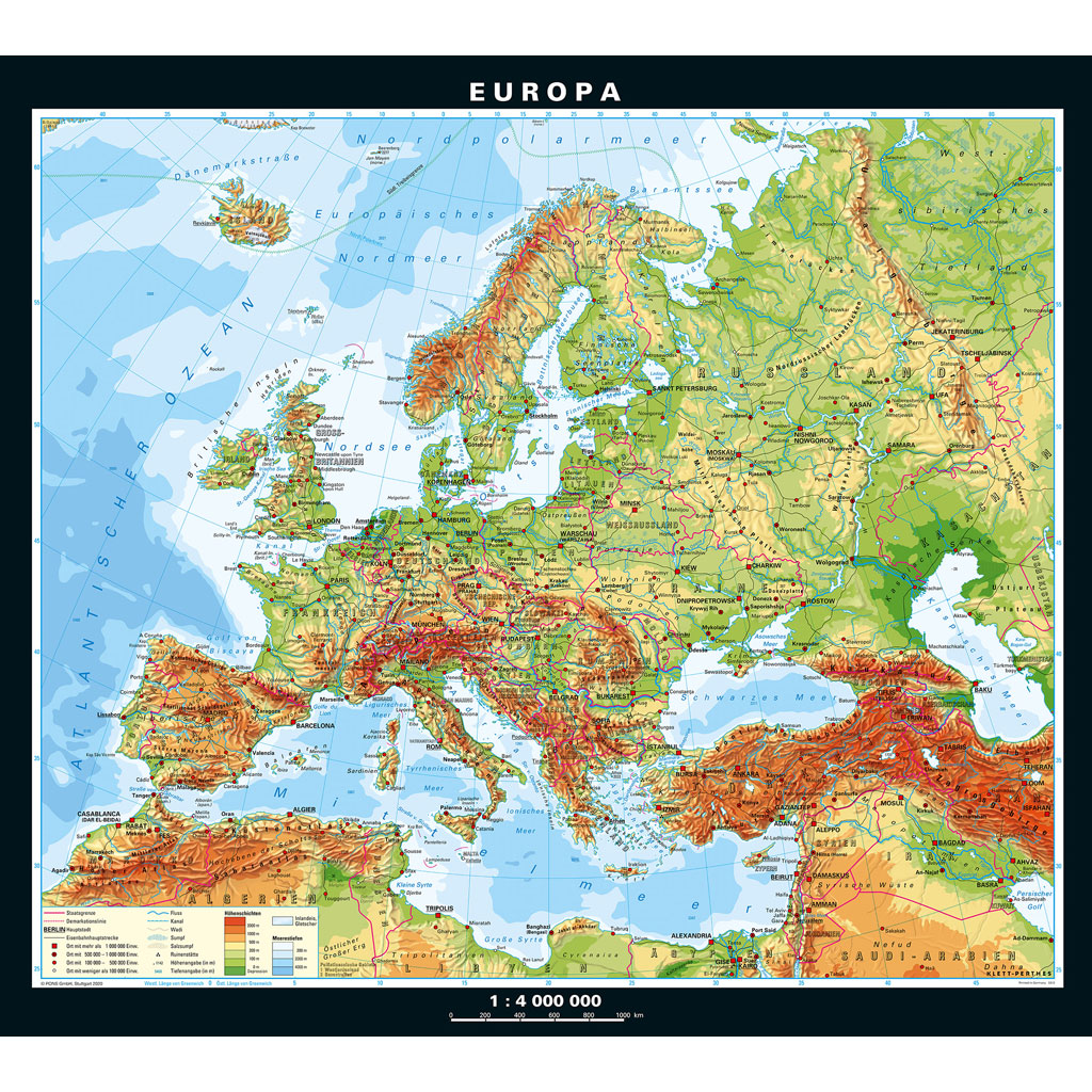 Klett Wandkarte Europa physisch/politisch