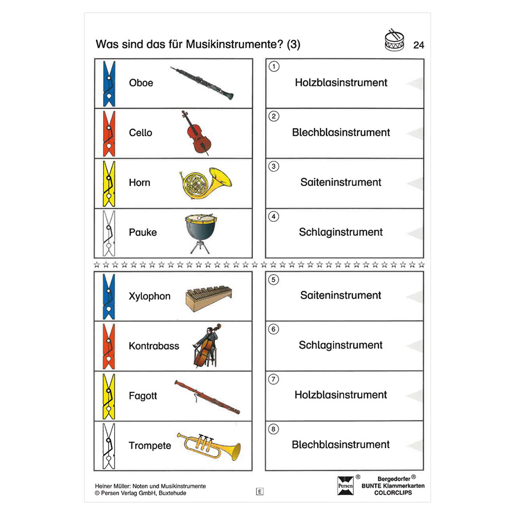 Bergedorfer® Colorclips Noten und Musikinstrumente Bergedorfer® Colorclips Noten und Musikinstrumente