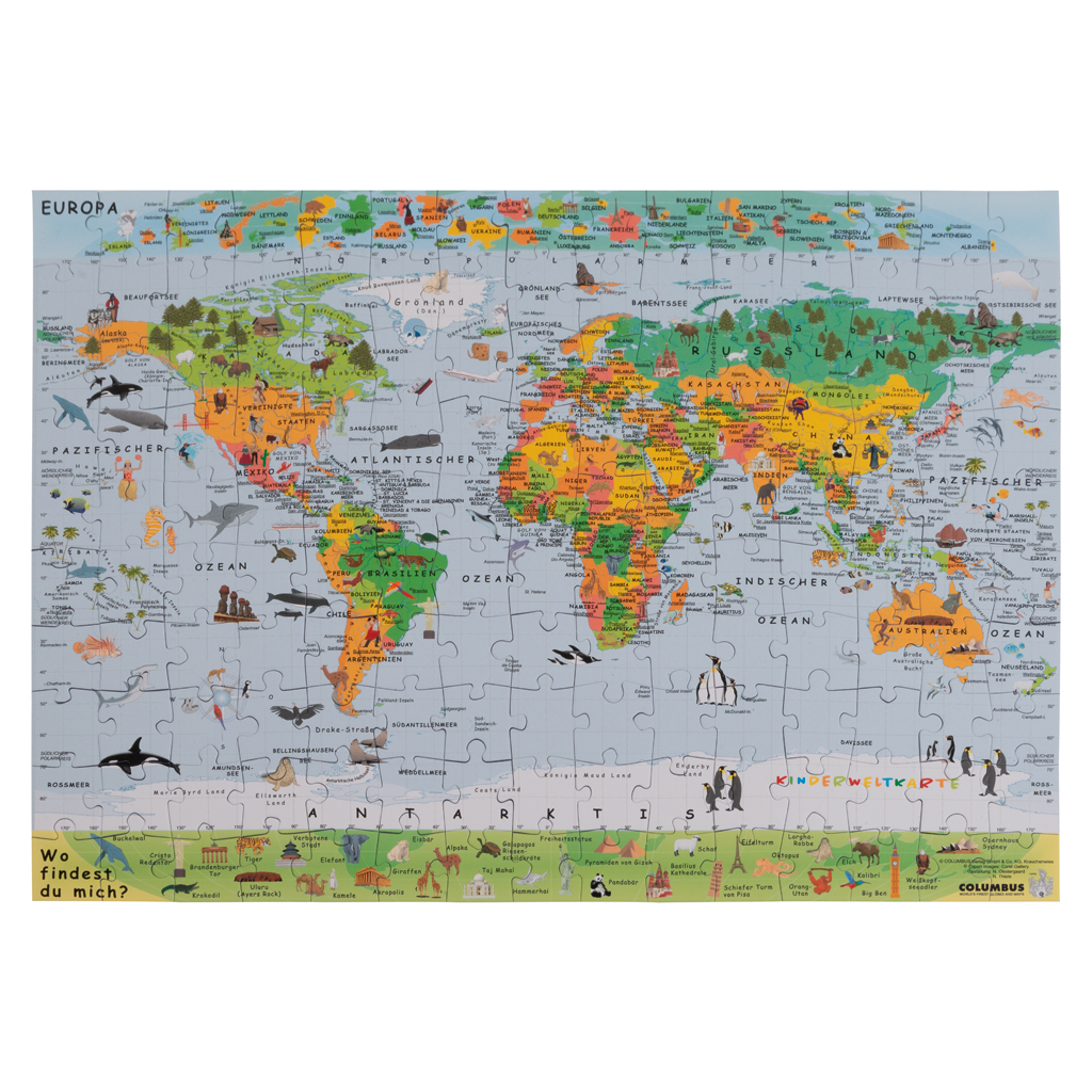 Die Kinderweltkarte als Puzzle, 150 Teile