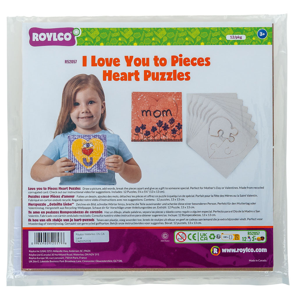 Herz-Puzzle, blanko, 12 Stück