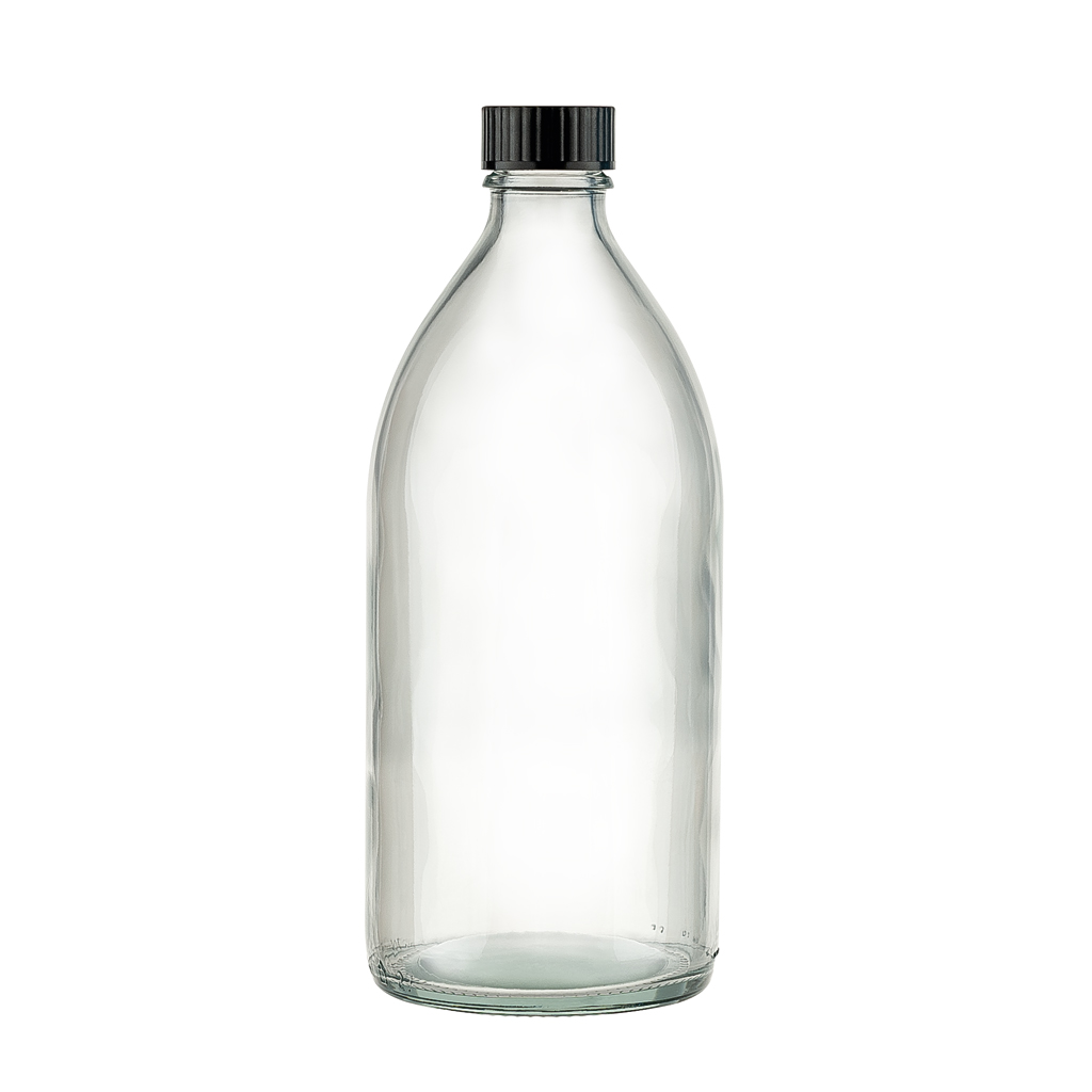 Gewindeglasflasche, Enghals, Weißglas