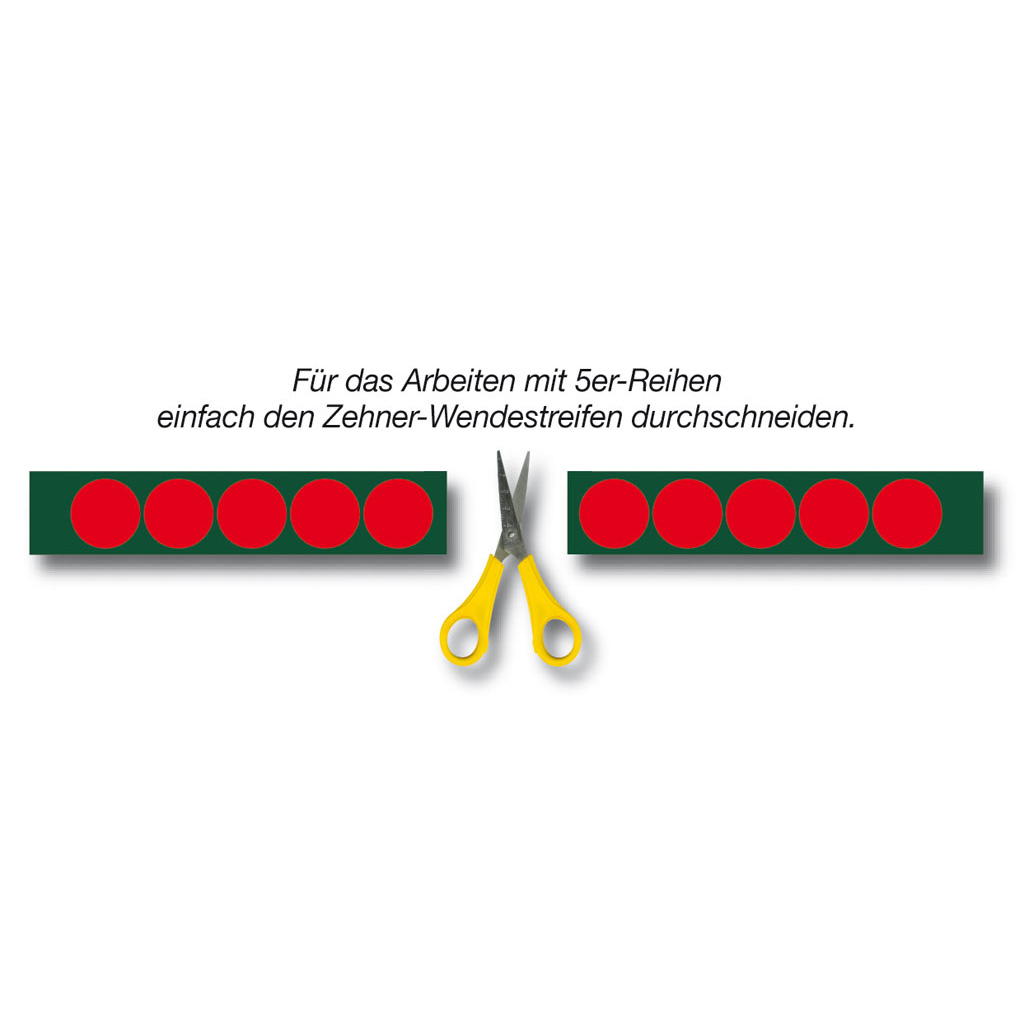 Satz Zehner-Wendestreifen mit Rechenplättchen im Sortierkasten