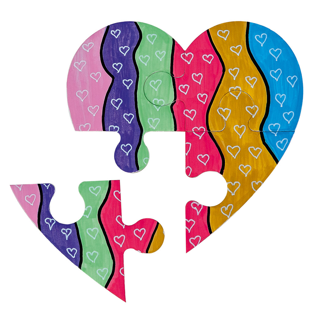 Herz-Puzzle, blanko, 12 Stück