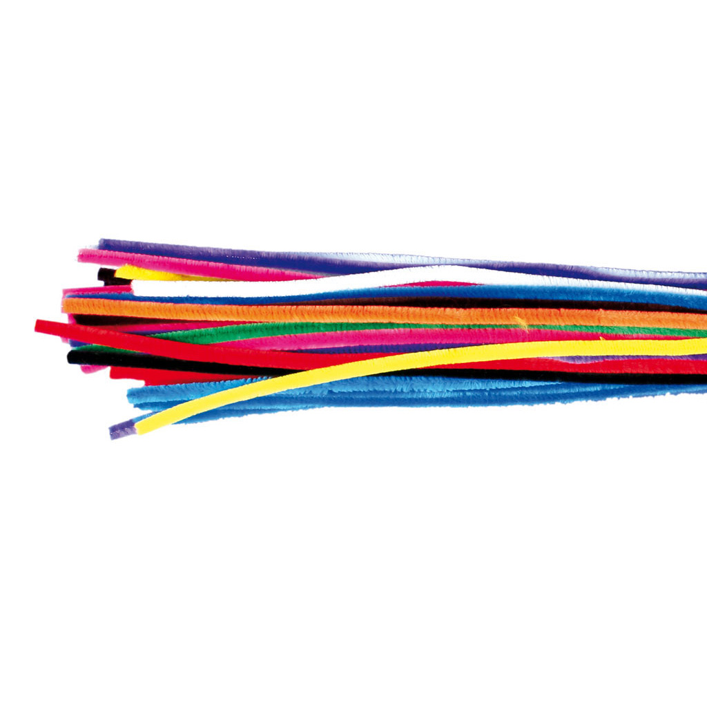 Chenille-Draht, 100 Stück in 10 Farben, Ø 14 mm, 50 cm lang