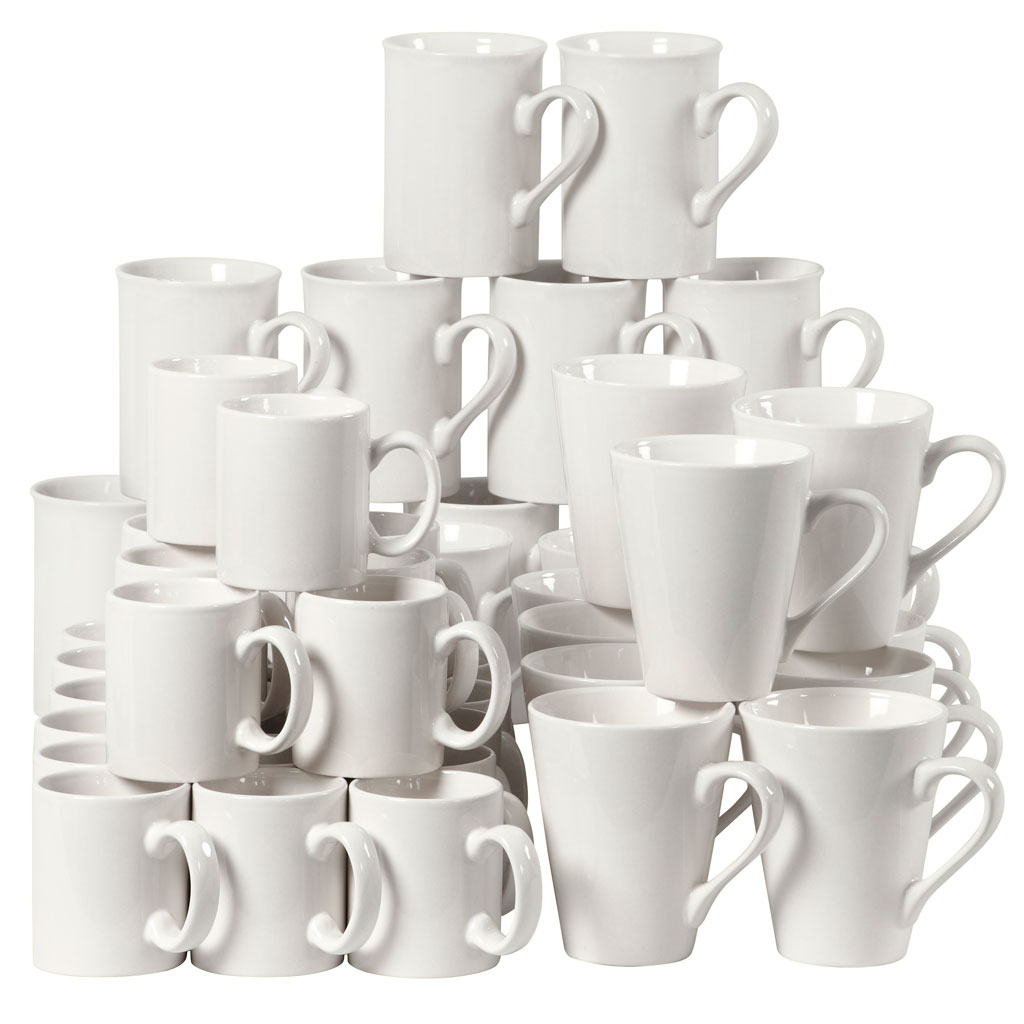 Tassen-Set, Weiß, 48 Stück