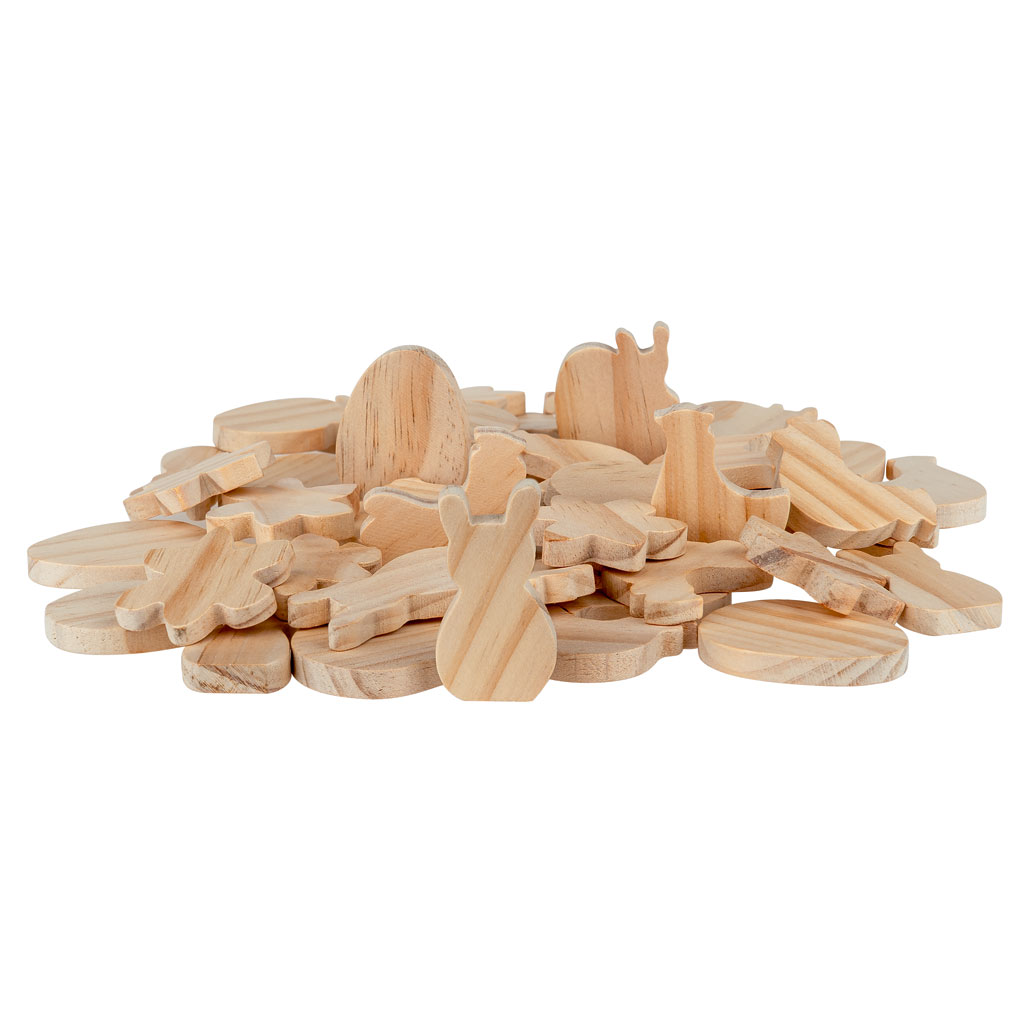 Holzfiguren aus Massivholz, 48 Stück Holzfiguren aus Massivholz, 48 Stück