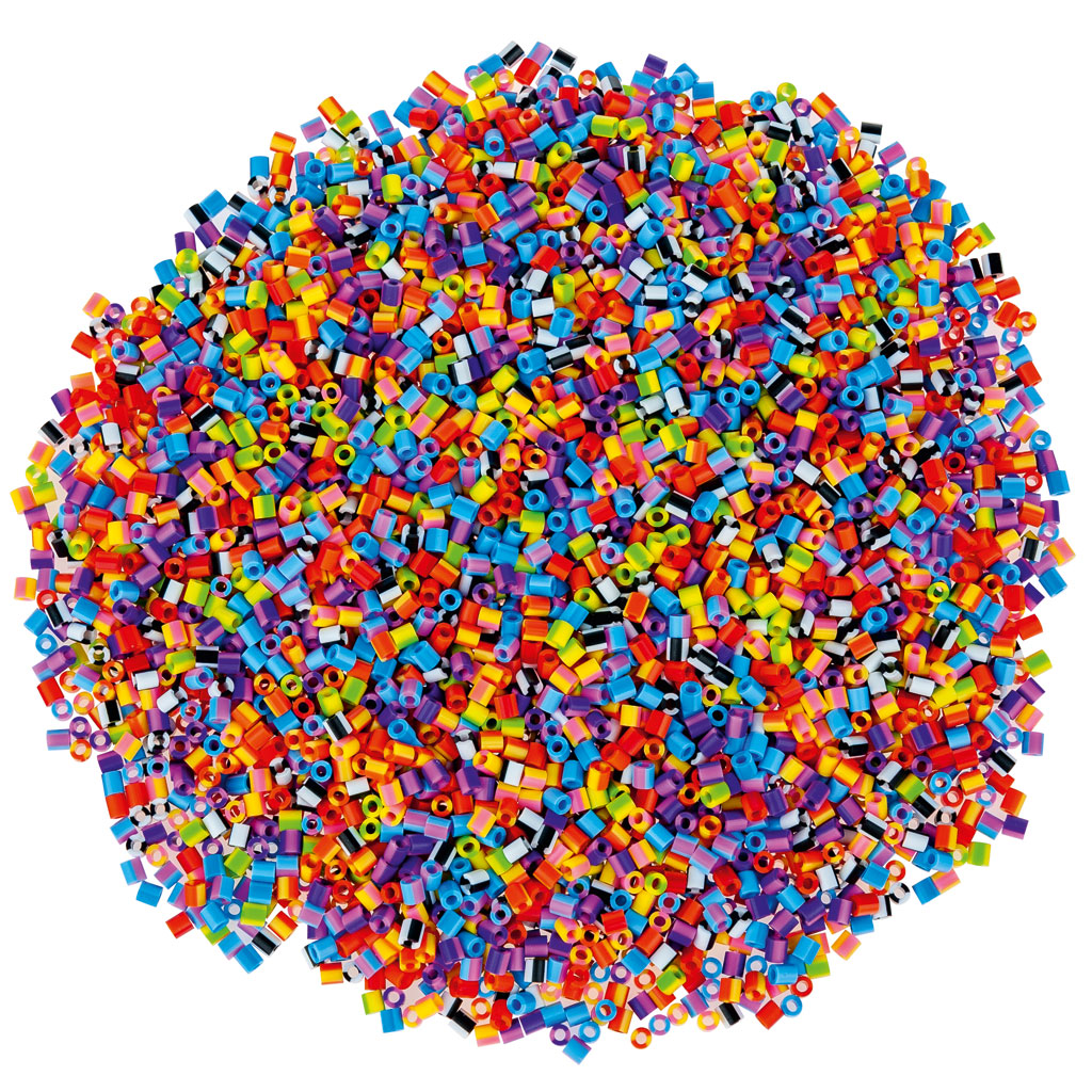 Bügelperlen im Eimer, gestreift