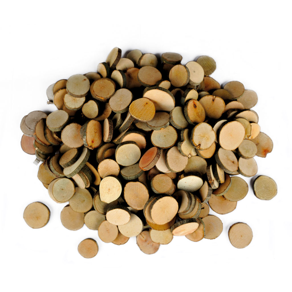 Naturholzscheiben Klein, ca. 300–400 Stück, 100 g
