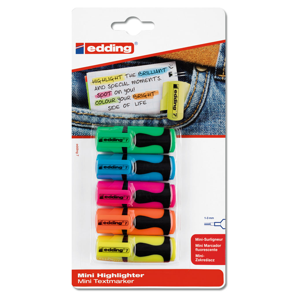 edding® 7 Mini Textmarker 5er-Set