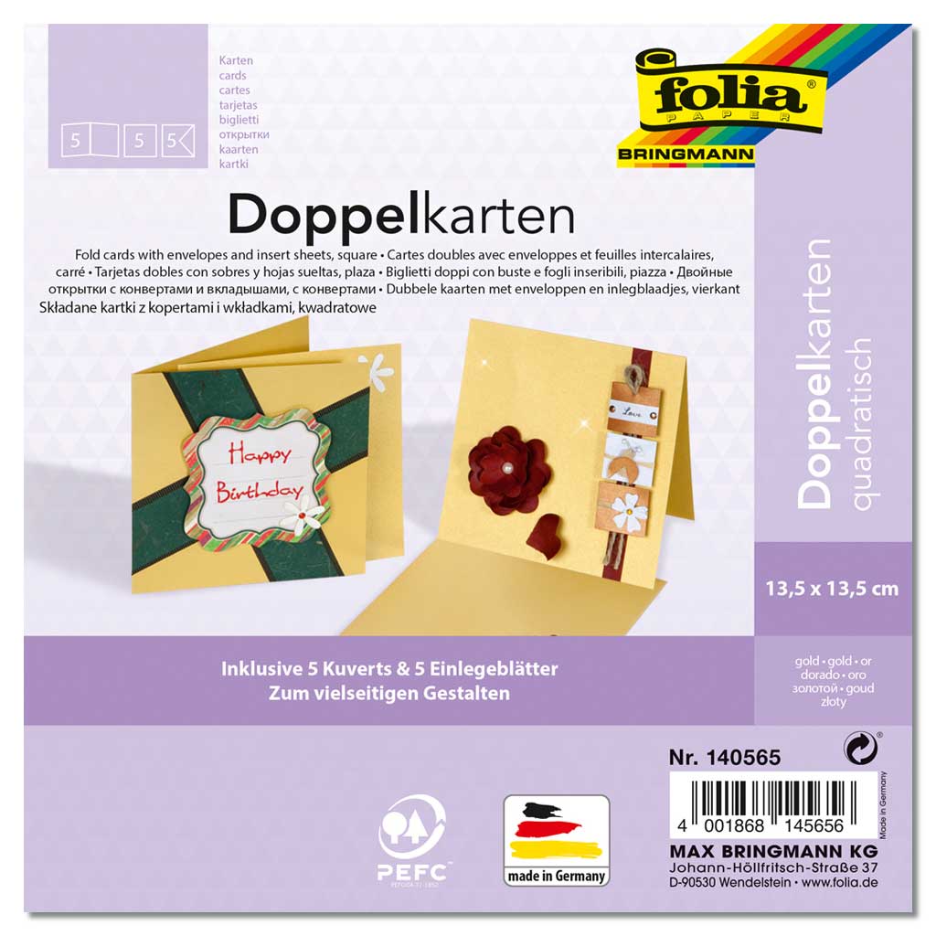 Passepartout-Karten, quadratische Stanzung, 5 Stück