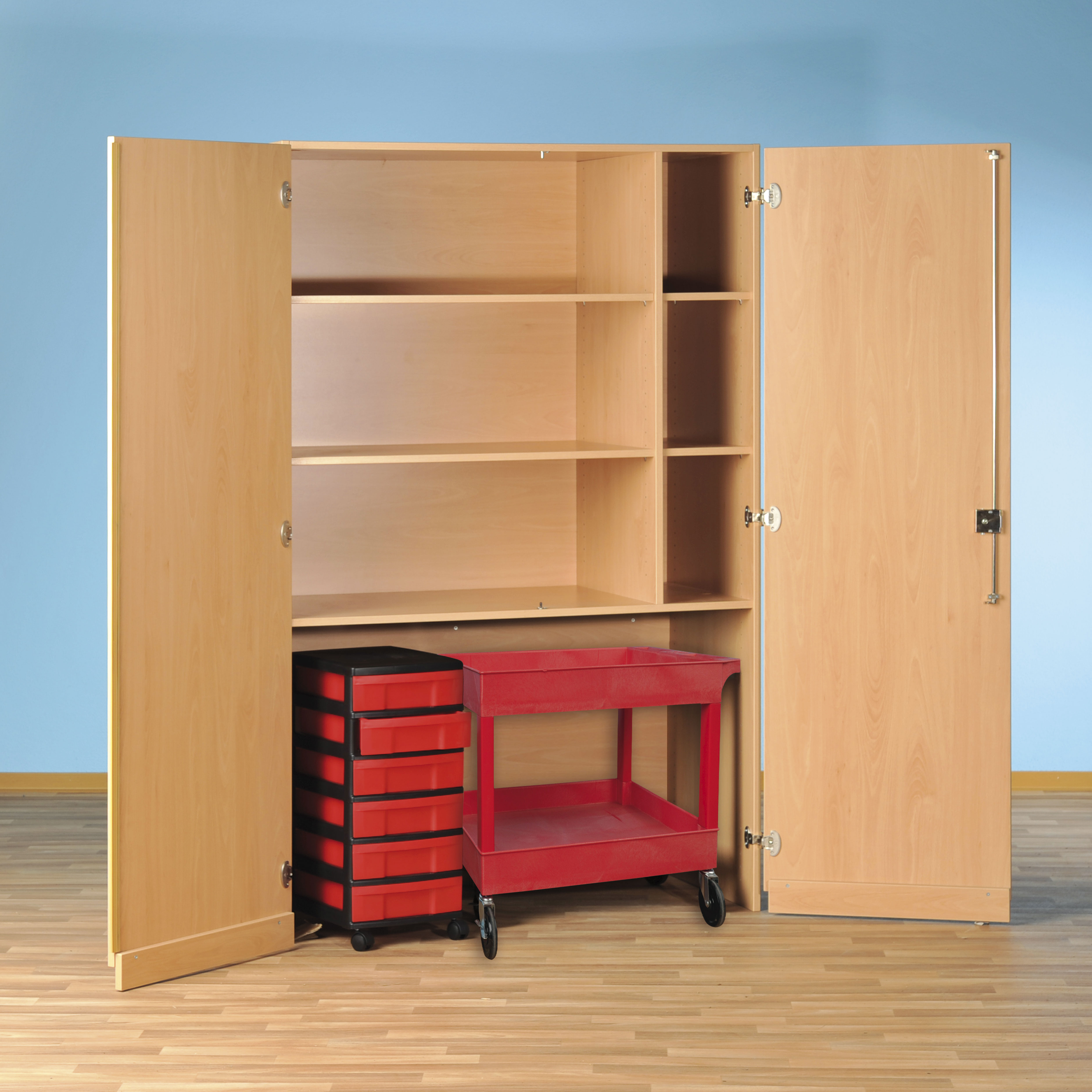 Modulus® Garagenschrank mit Vorbereitungswagen und Rollcontainer