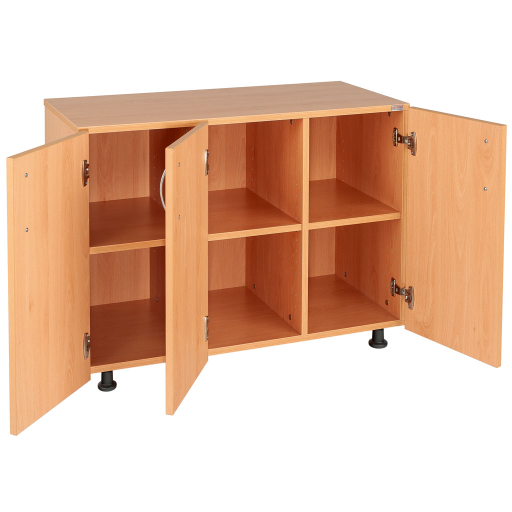 Modulus® Klassenzimmer-Regal mit Türen, 3-reihig, fahrbar oder feststehend