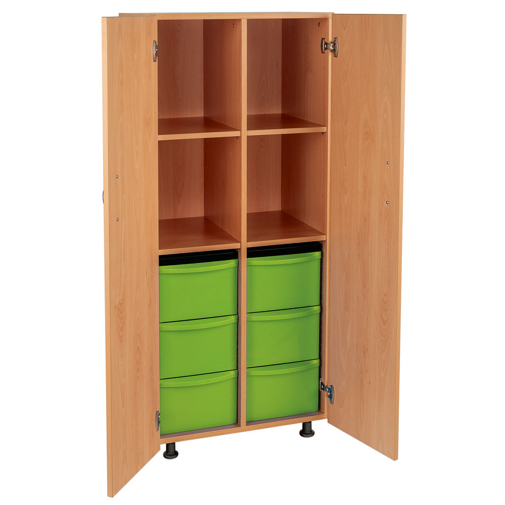 Modulus® Hohes Klassenzimmer-Regal mit Türen, 2-reihig, fahrbar oder feststehend