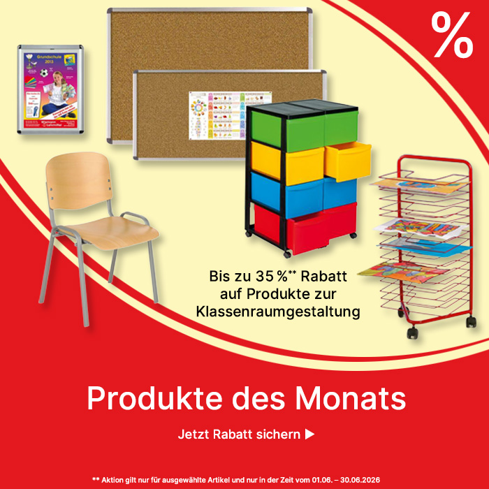 Banner für Produkte des Monats Juni 2026 Klassenraumausstattung