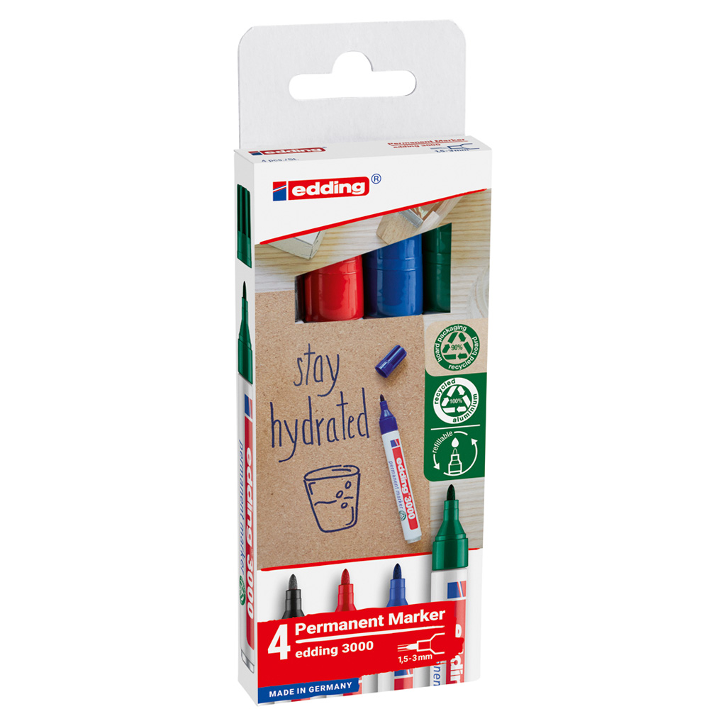 edding® 3000 Permanentmarker 4er-Set