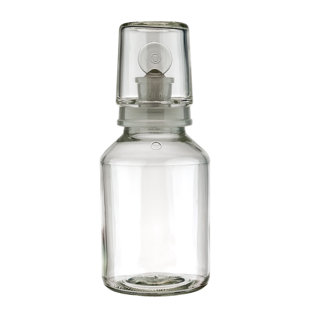 Säurekappenflasche, Duran, Klarglas