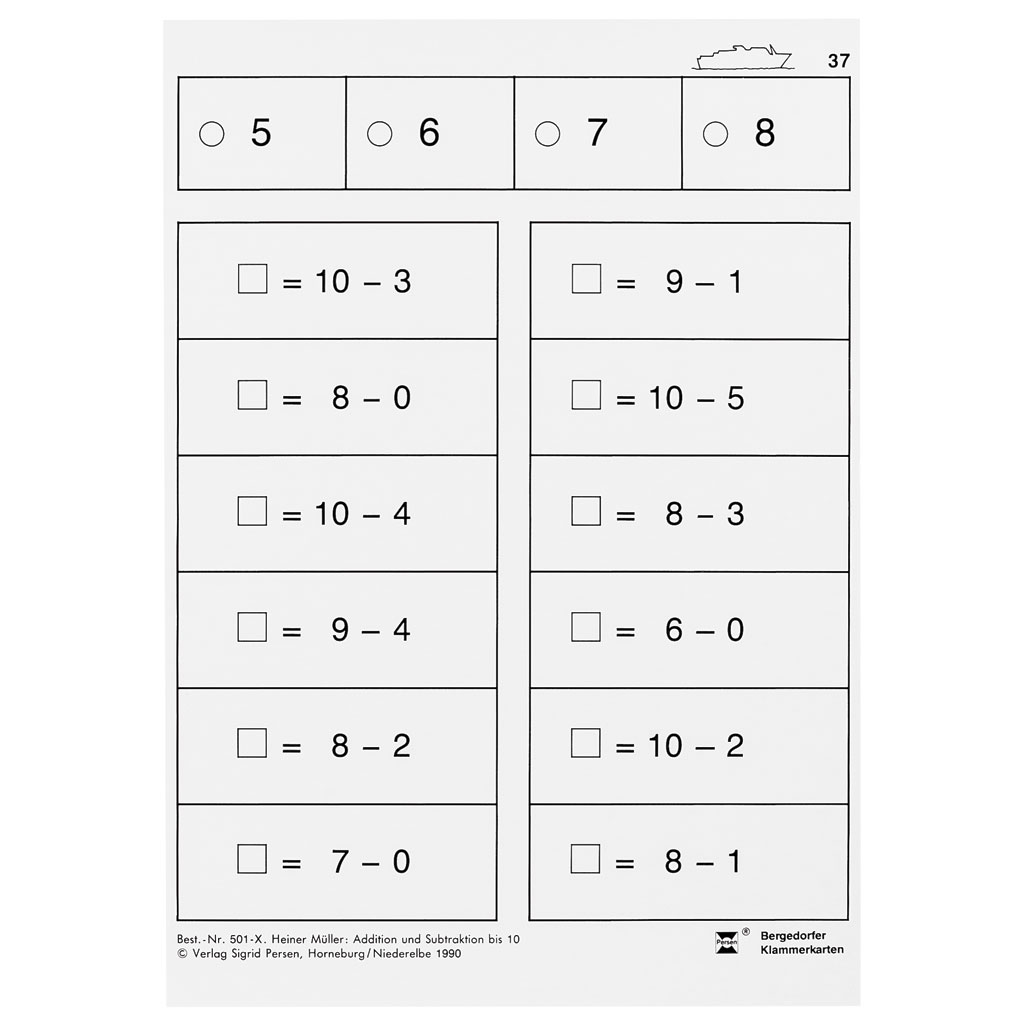 Bergedorfer® Klammerkarten Addition und Subtraktion bis 10