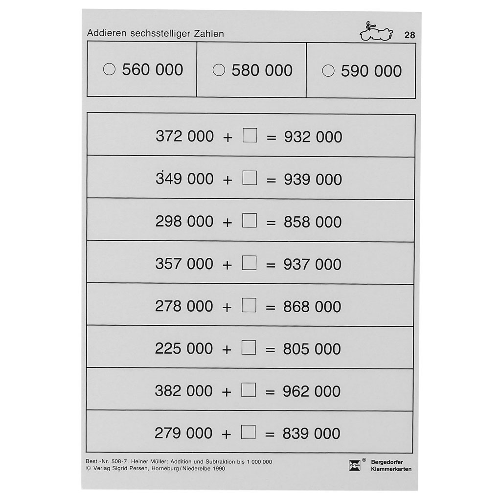 Bergedorfer® Klammerkarten Addition und Subtraktion bis 1.000.000 und darüber Bergedorfer® Klammerkarten Addition und Subtraktion bis 1.000.000 und darüber