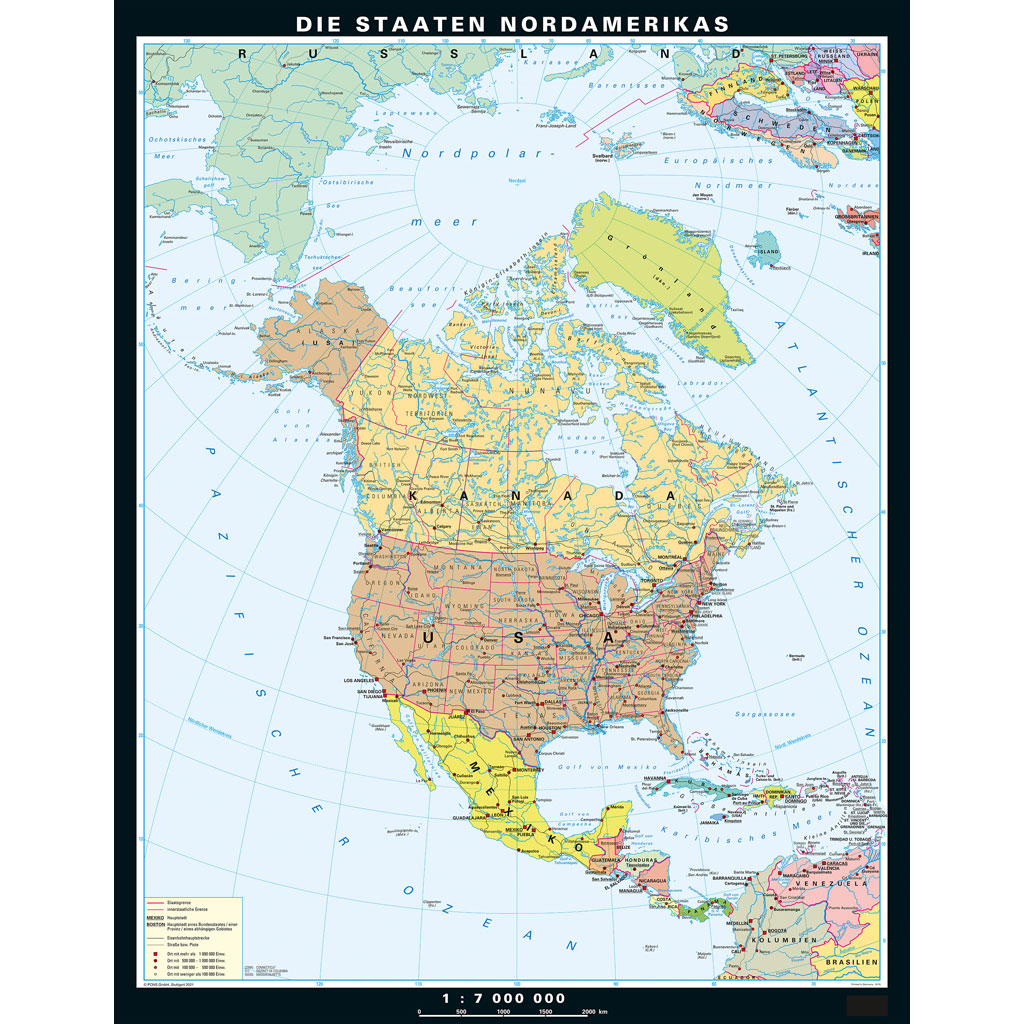 Klett Wandkarte Nordamerika physisch/politisch