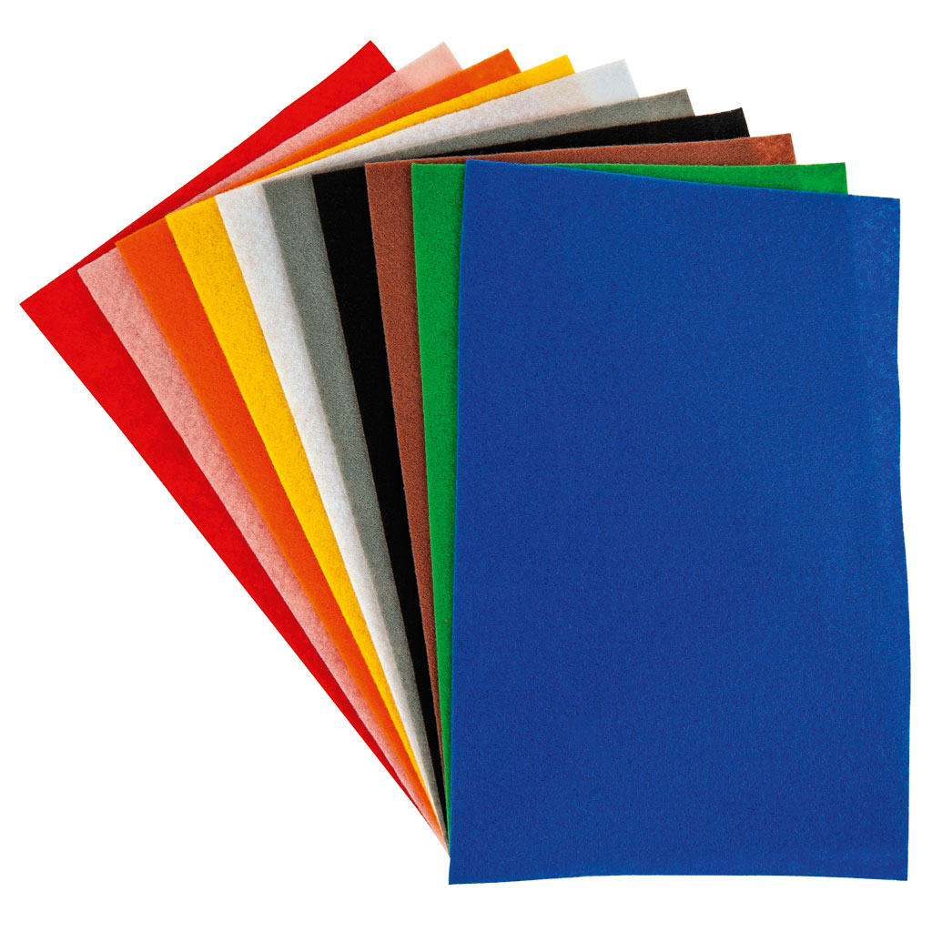 Bastelfilz in 10 Farben, 20 x 30 cm, 150 g/m²