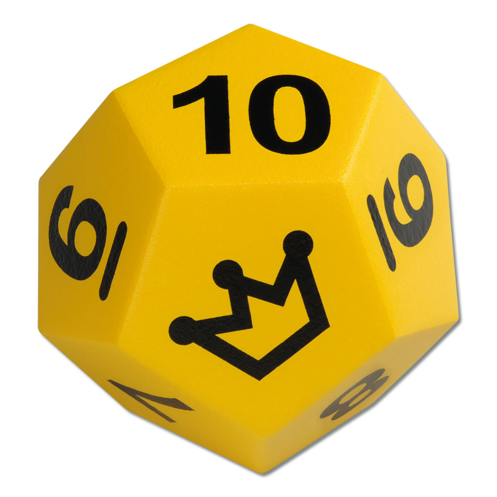 12-flächiger Zahlenwürfel aus Schaumstoff, 0–10 und Joker, beschichtet