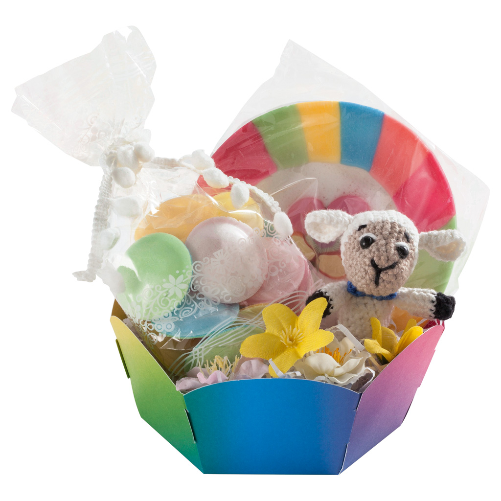 Osternestchen/Geschenkkörbchen aus Regenbogenkarton, 24 Stück