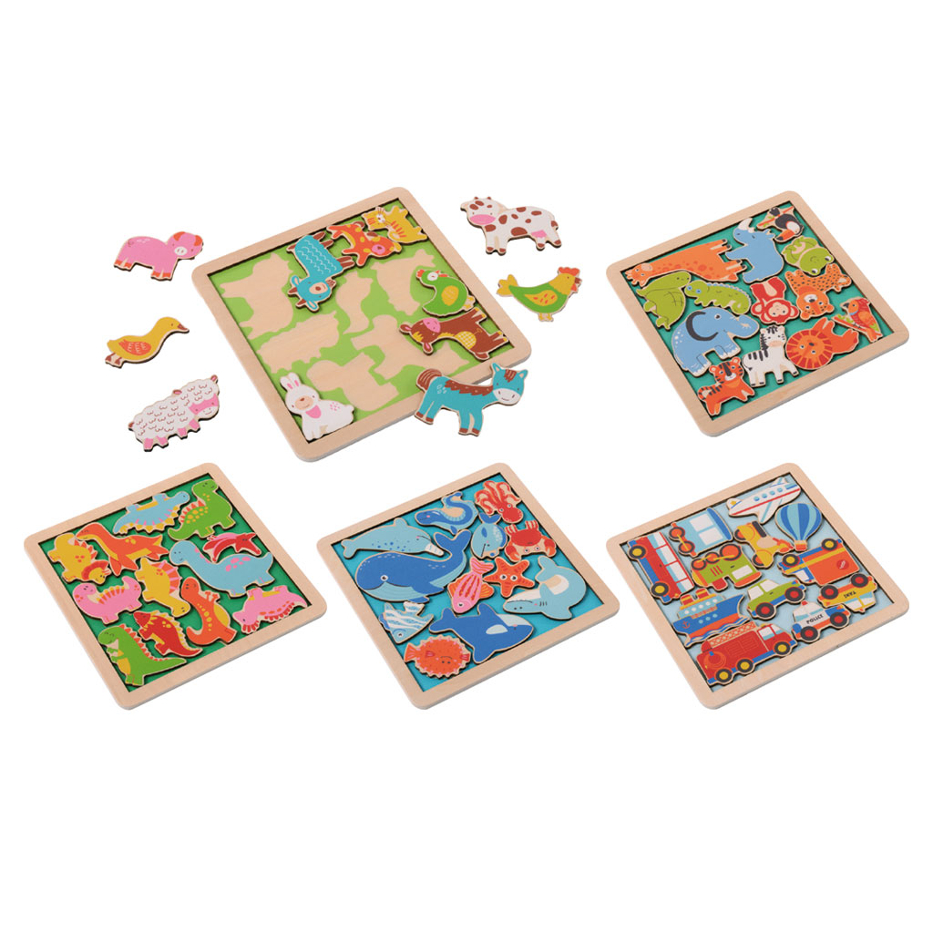 Holzpuzzles, 5er-Set