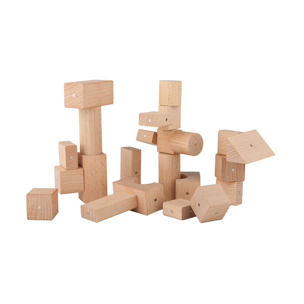 Kooglo Holzbausteine Natur, magnetisch