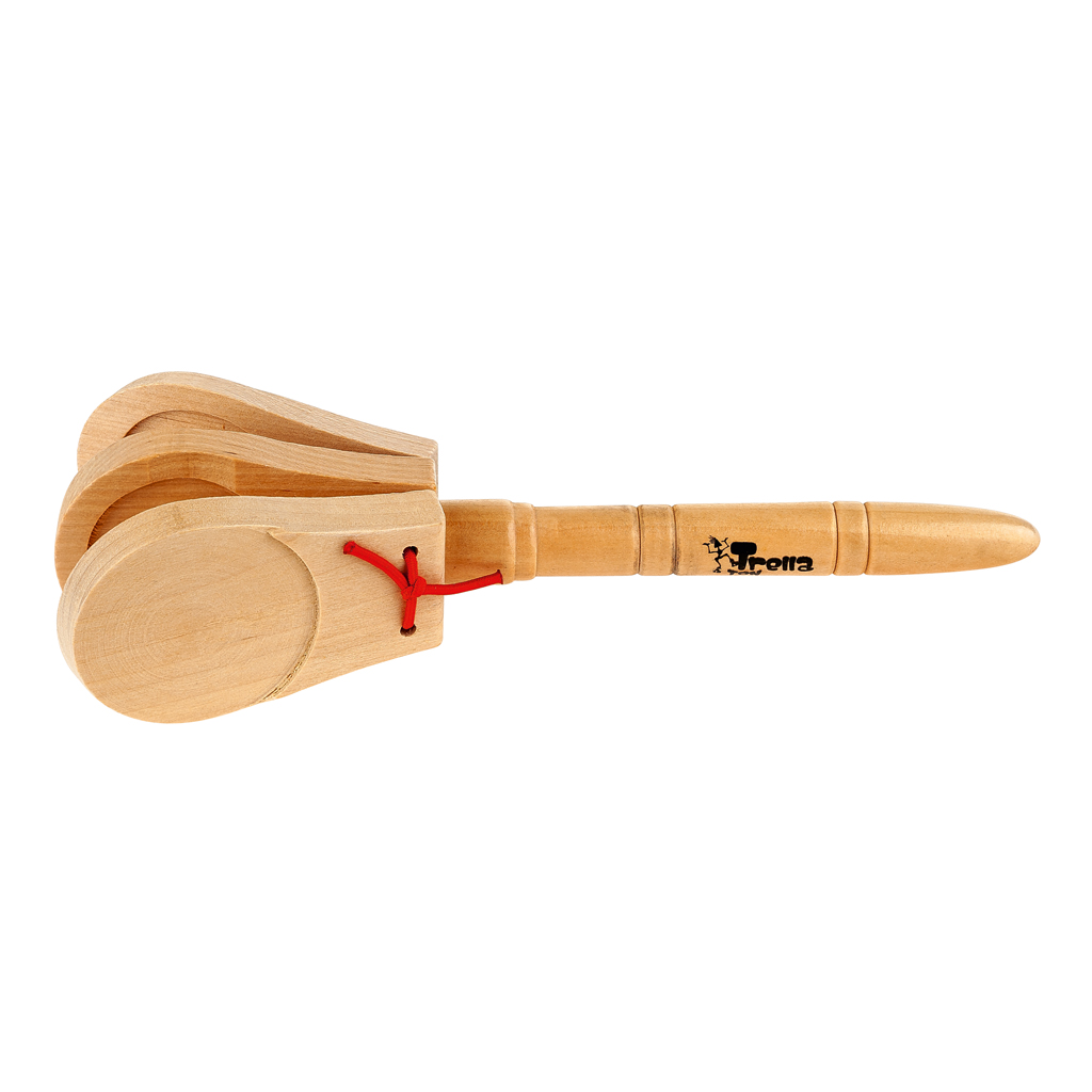 TrellaTon® Kastagnette mit Stab, aus Buchenholz TrellaTon® Kastagnette mit Stab, aus Buchenholz