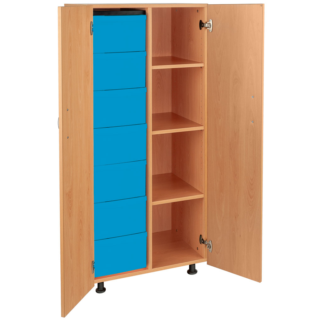 Modulus® Hohes Klassenzimmer-Regal mit Türen, 2-reihig, fahrbar oder feststehend
