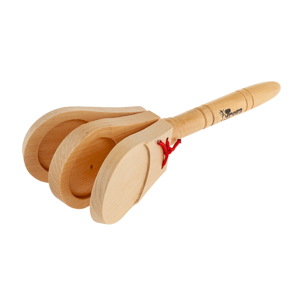 TrellaTon® Kastagnette mit Stab, aus Buchenholz TrellaTon® Kastagnette mit Stab, aus Buchenholz