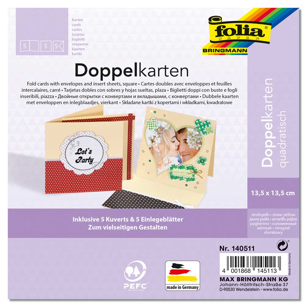 Passepartout-Karten, quadratische Stanzung, 5 Stück