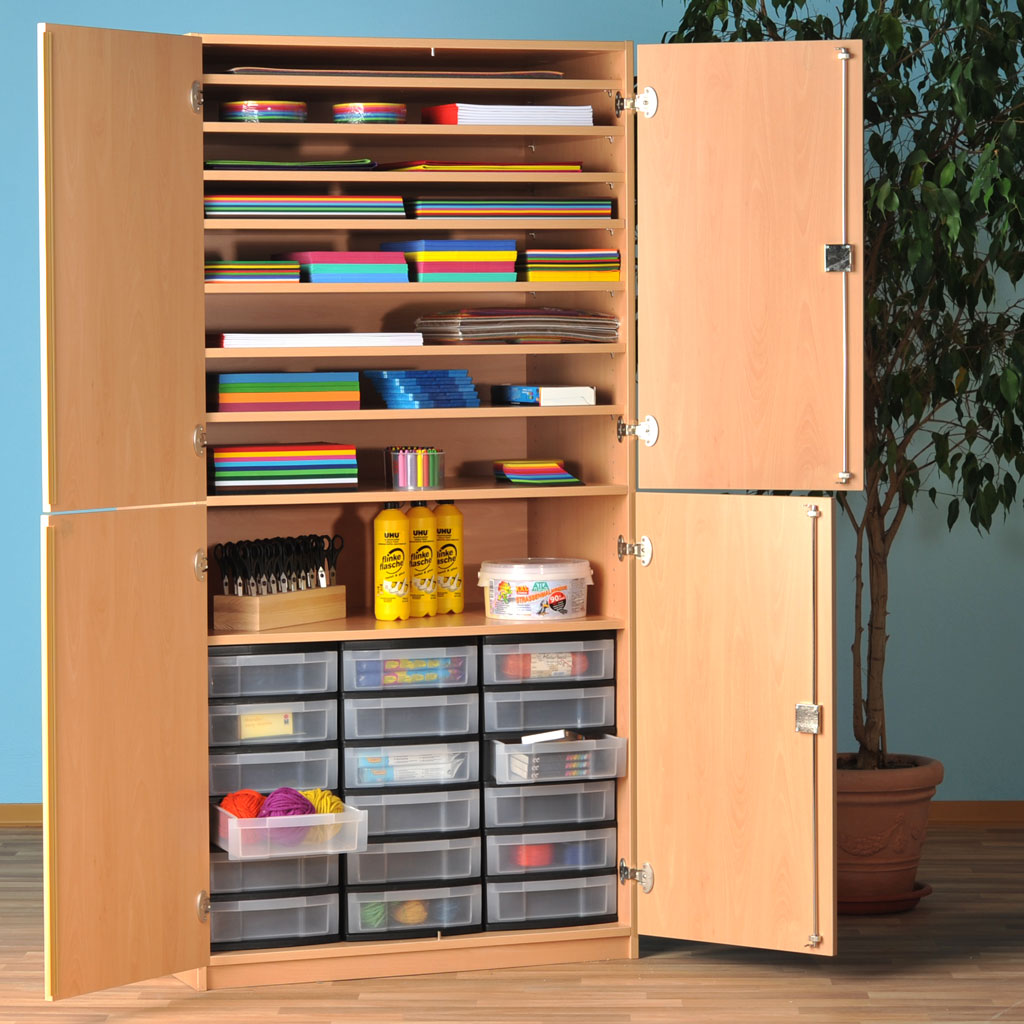 Modulus® Papier- und Bastelschrank mit 4 Halbtüren und 9 Böden