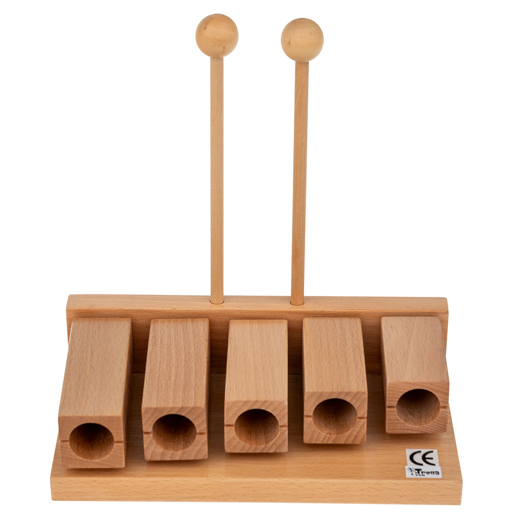 TrellaTon® Wooden Agogo-Set, inkl. Schlägel