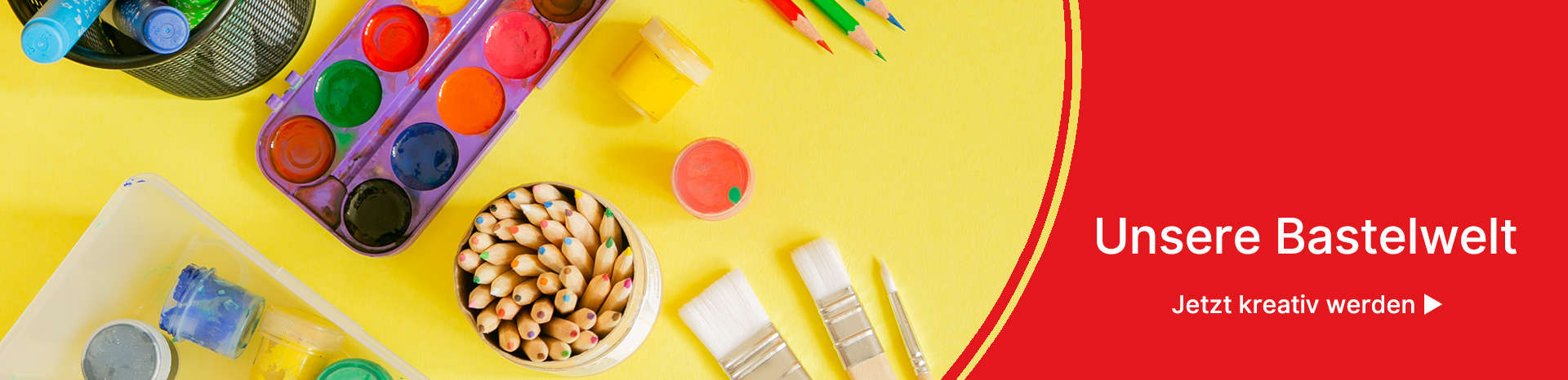 Bastelmaterialien und Hinweis auf Bastelwelt