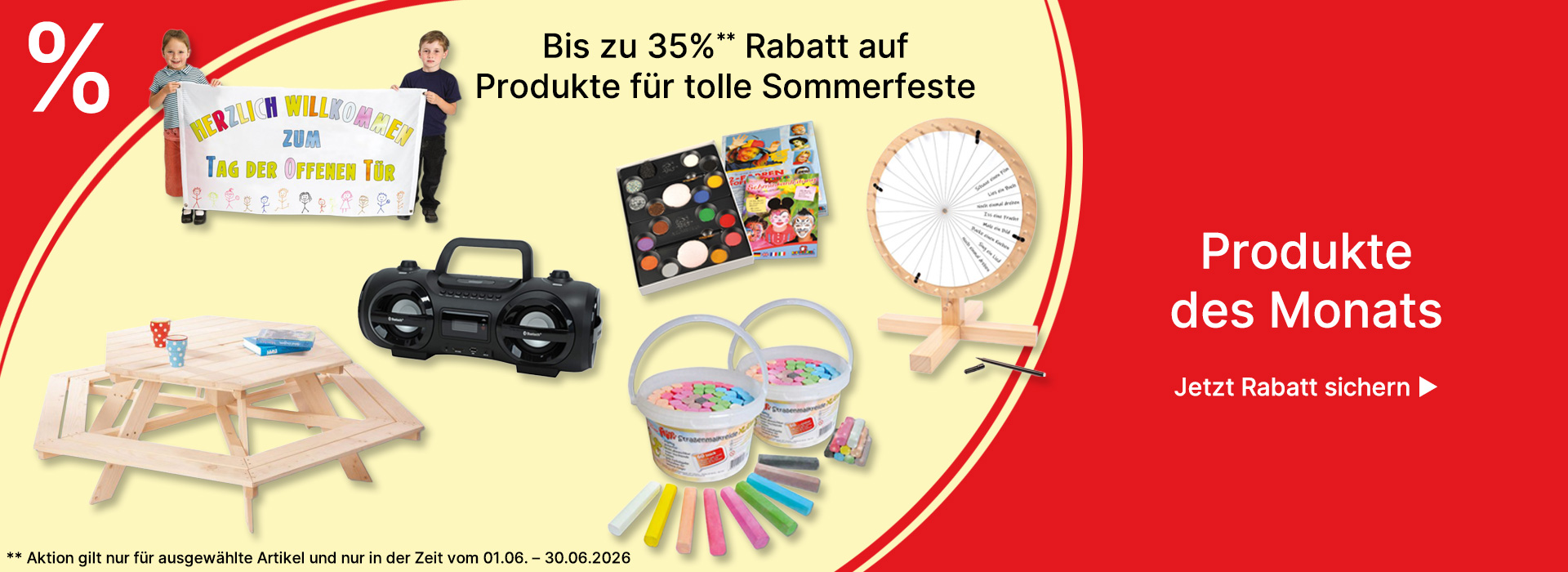 Banner für Produkte des Monats Juni 2026 Sommerfestprodukte