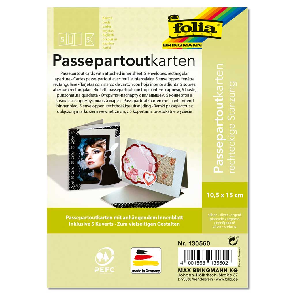 Passepartout-Karten, rechteckige Stanzung, 5 Stück