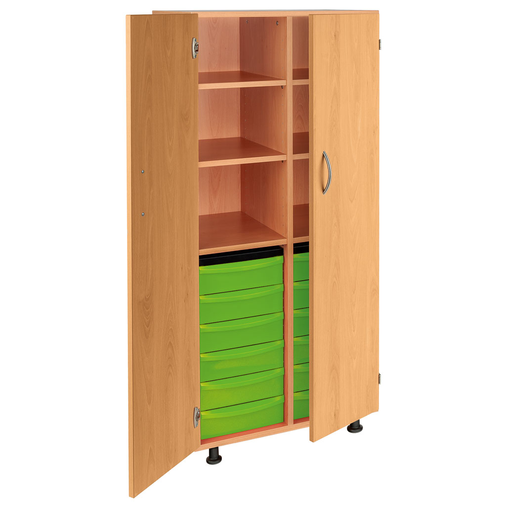 Modulus® Hohes Klassenzimmer-Regal mit Türen, 2-reihig, fahrbar oder feststehend